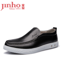 金猴 Jinho 春款 商务休闲 平底圆头软面皮舒适男士休闲皮鞋 Q29162A