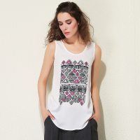 真我永恒雪纺巴洛克印花弧形下摆背心