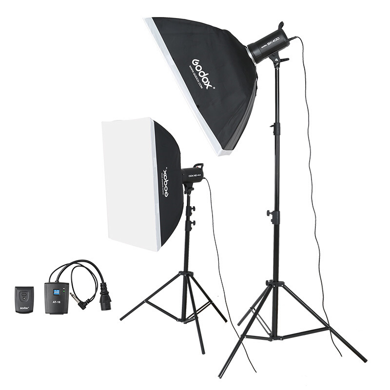 神牛(Godox)sk400W两灯套装 摄影灯摄影棚影室闪光灯 人像模特摄影柔光箱补光灯