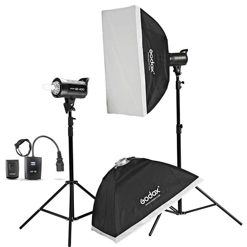 神牛(Godox)sk400W两灯套装 摄影灯摄影棚影室闪光灯 人像模特摄影柔光箱补光灯