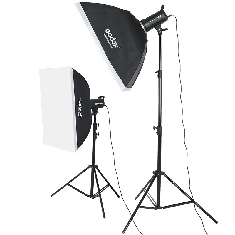 神牛(Godox)sk400W两灯套装 摄影灯摄影棚影室闪光灯 人像模特摄影柔光箱补光灯