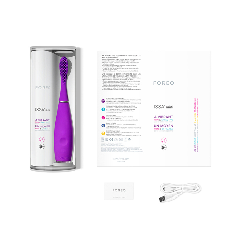 斐珞尔(FOREO) 电动牙刷 ISSA mini 儿童适用 充电式 梦幻紫 6000R/M 口腔健康