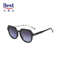 宝视达太阳镜女款圆脸复古炫彩墨镜时尚百搭太阳镜女透明镜框