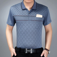 夏季新款中年男士短袖t恤爸爸装休闲商务翻领体恤中年人宽松POLO衫