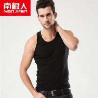 南极人精梳棉男士背心舒适时尚圆领打底背心 黑色