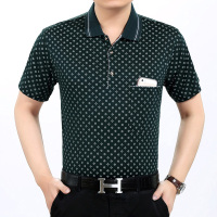 爸爸装短袖t恤翻领夏装纯色体恤男polo衫休闲中年男装POLO衫