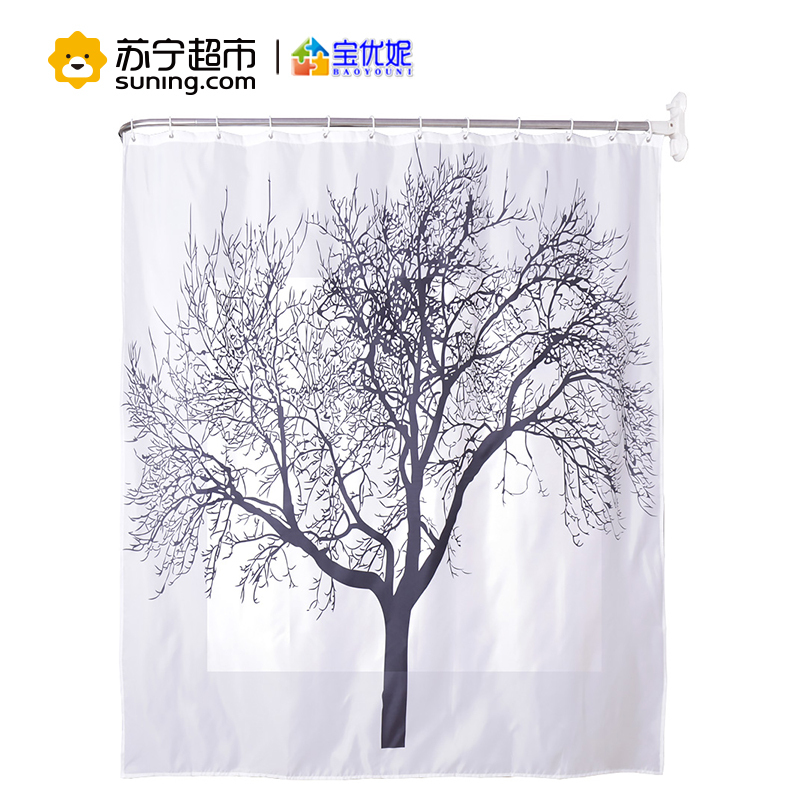 宝优妮加厚防霉防水浴室浴帘布 DQ-YL21-3 大树 宽180*高180cm