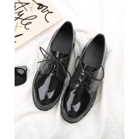 阿么2017新品漆皮圆头方跟个性潮流单鞋