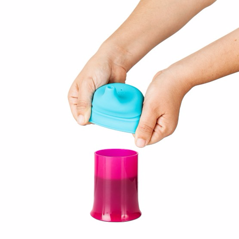 Boon啵儿 幼儿学饮杯+鸭嘴套嘴杯盖(含一个杯子三个套嘴)pp材质 适用9个月以上宝宝 女孩版 蓝色/粉色/紫色高清大图