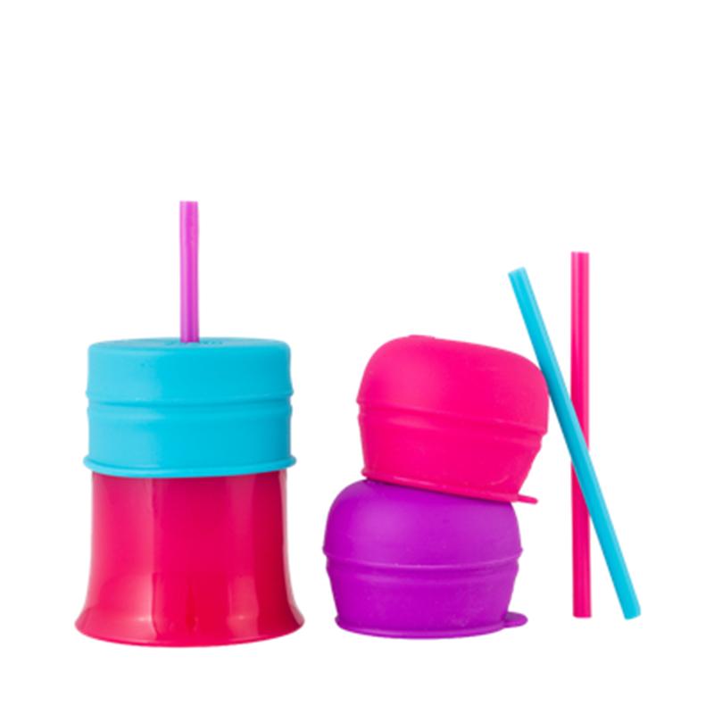 Boon啵儿 幼儿学饮杯+吸管套嘴 (含一个杯子三个吸管三个套嘴)女孩版 蓝色/粉色/紫色