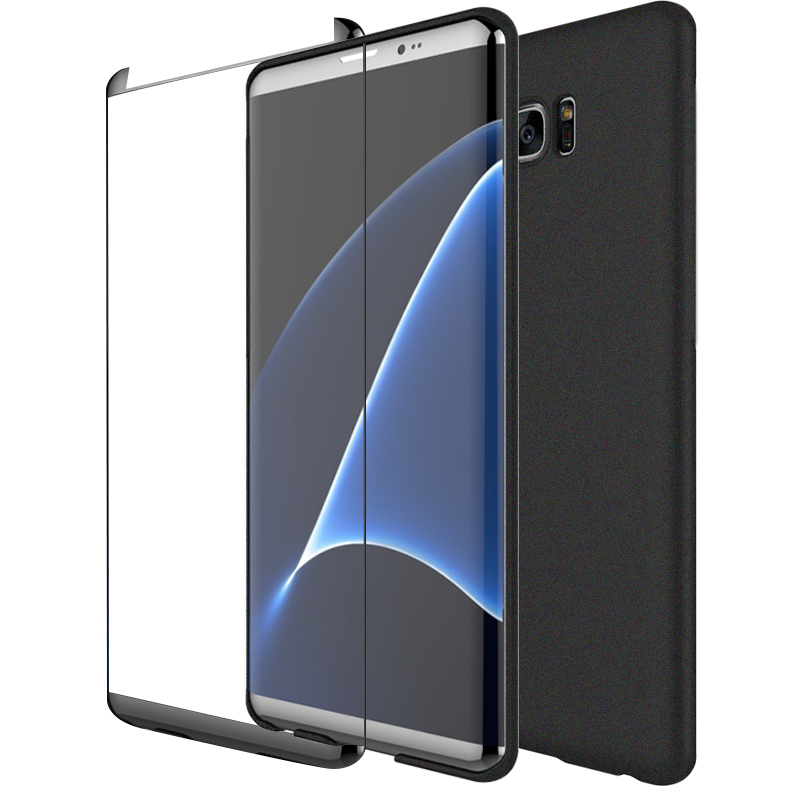 ESCASE 三星 Galaxy S8+ 手机壳[壳膜套装]磨砂黑软壳+全屏膜