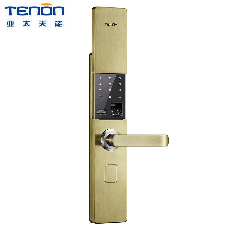 TENON/亚太天能阿里智能指纹锁 家用密码锁防盗门锁电子门锁铁门木门 V9e 青古铜