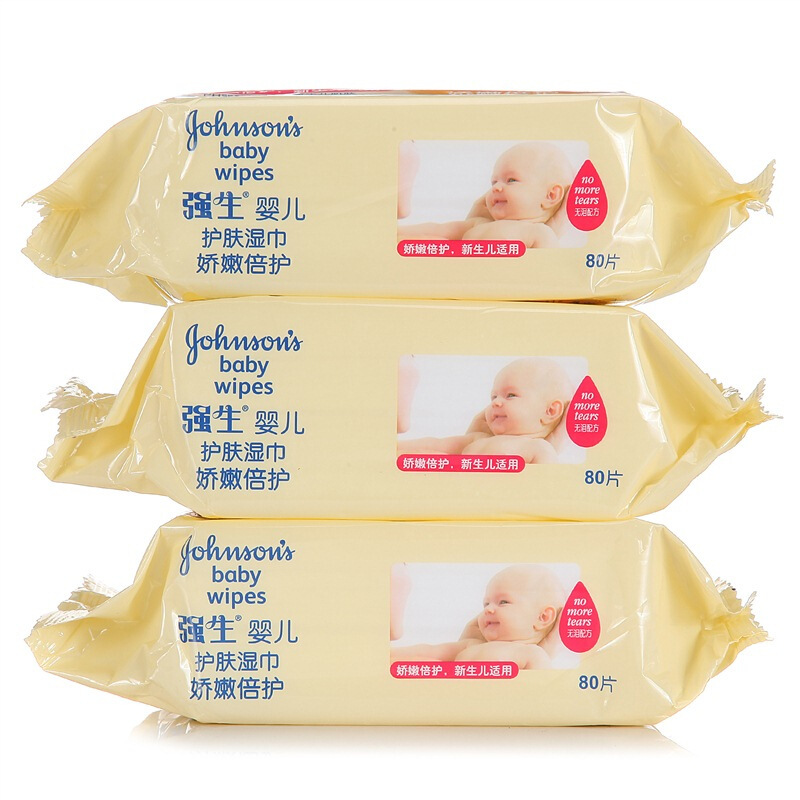 强生 (Johnson) 婴儿护肤湿巾娇嫩倍护(80x3)(无香精 预防红屁屁)