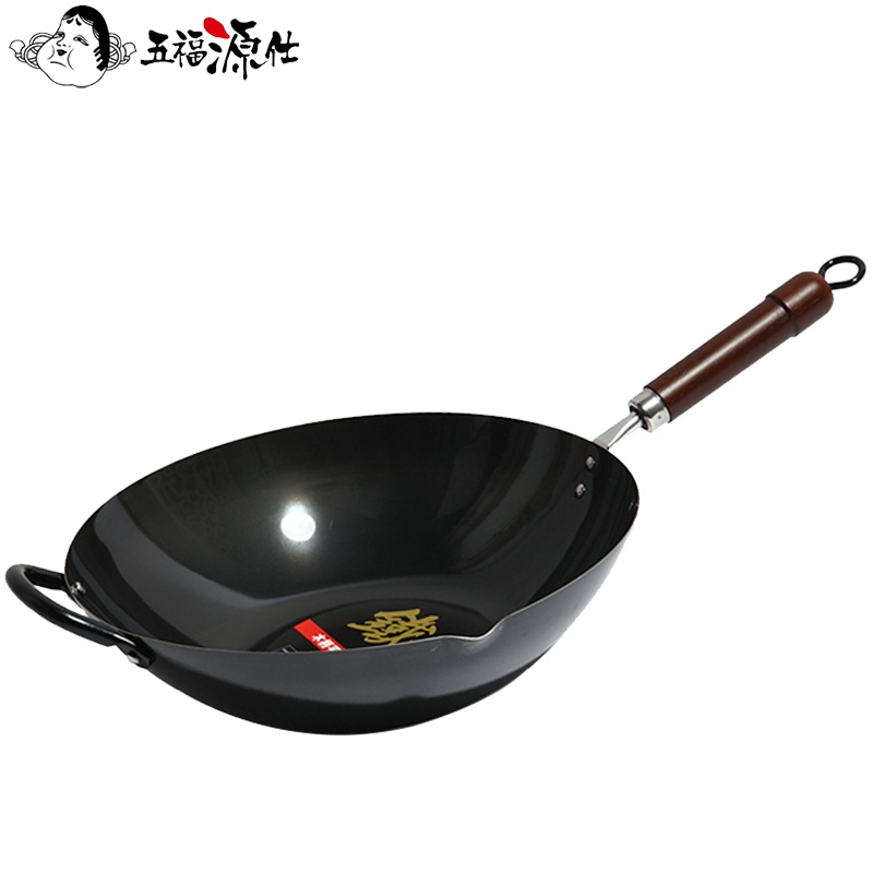 五福源仕 炒锅 KW30 30cm无涂层铁锅平底炒菜锅 物理不粘锅具 章丘同类型铁锅