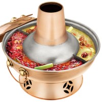 尚烤佳紫铜鸳鸯火锅 木炭火锅铜火锅 铜锅经典老式碳火锅涮羊肉 火锅涮锅 传统火锅炉 34cm鸳鸯火锅