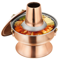 尚烤佳加厚手工紫铜木炭火锅铜锅铜火锅经典老式碳火锅涮羊肉火锅涮锅传统火锅炉 28cm火锅