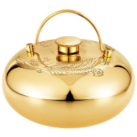 尚烤佳 暖手宝铜汤婆子烫婆子加厚铜汤捂子热水带暖脚宝铜制品龙凤款 直径18cm 烫婆子