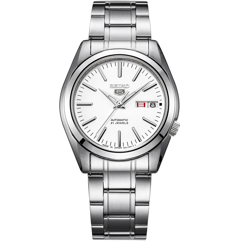 精工seiko手表seiko5号系列智慧夜光防水商务不锈钢带自动上链机械男