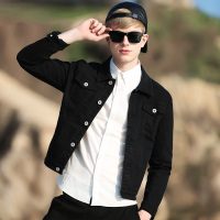 Gurbaks韩版黑色牛仔夹克外套2017秋季新品长袖潮流牛仔衣GJ1835
