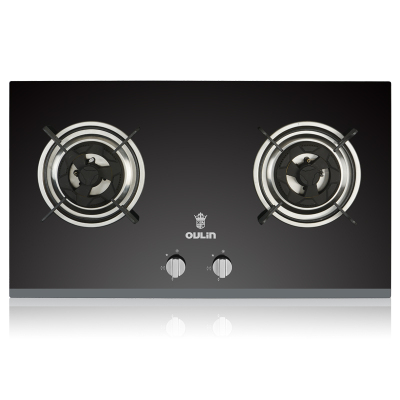 Oulin/欧琳JZT-E301B天燃气灶嵌入式钢化玻璃台式煤气灶具双灶4.0KW大火力[天然气]