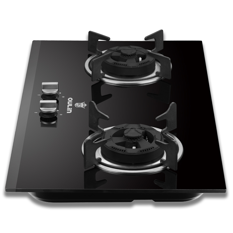 Oulin/欧琳JZT-E301B天燃气灶嵌入式钢化玻璃台式煤气灶具双灶4.0KW大火力[天然气]