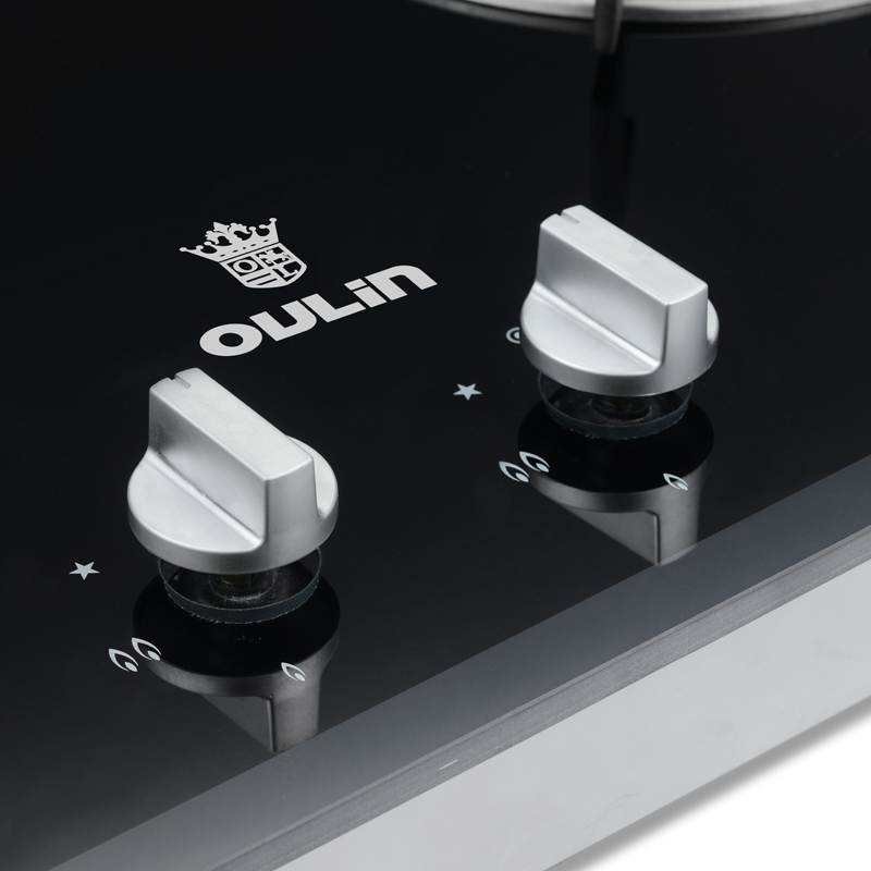 Oulin/欧琳JZT-E301B天燃气灶嵌入式钢化玻璃台式煤气灶具双灶4.0KW大火力[天然气]