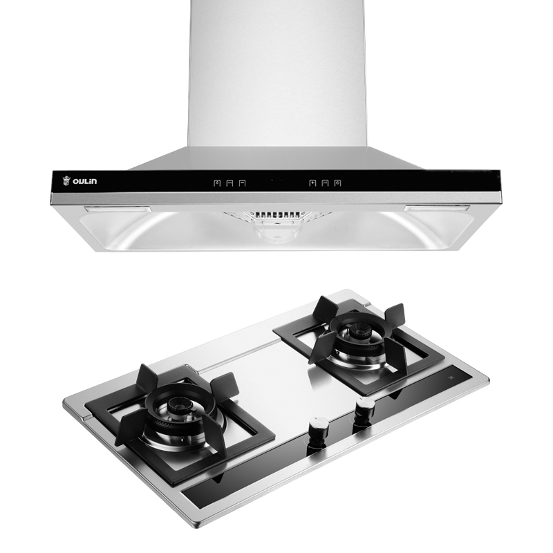 oulin欧琳厨电套装欧式变频静音油烟机组合a610燃气灶45kw大火力s506g