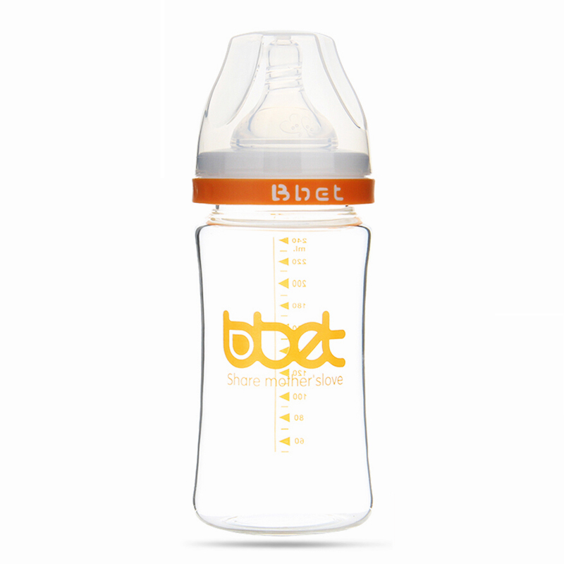 巴比象高硼硅中口玻璃奶瓶240ML橙色 BX-0008