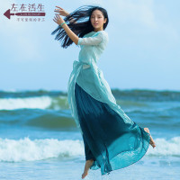 生活在左新款 棉麻连衣裙 短袖不规则