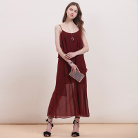 气质淑女长款吊带连衣裙