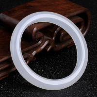 亿世宝 冰透白玉髓手镯绿玉髓红玛瑙女款玉镯子冰透玉手镯玉石手镯附证书