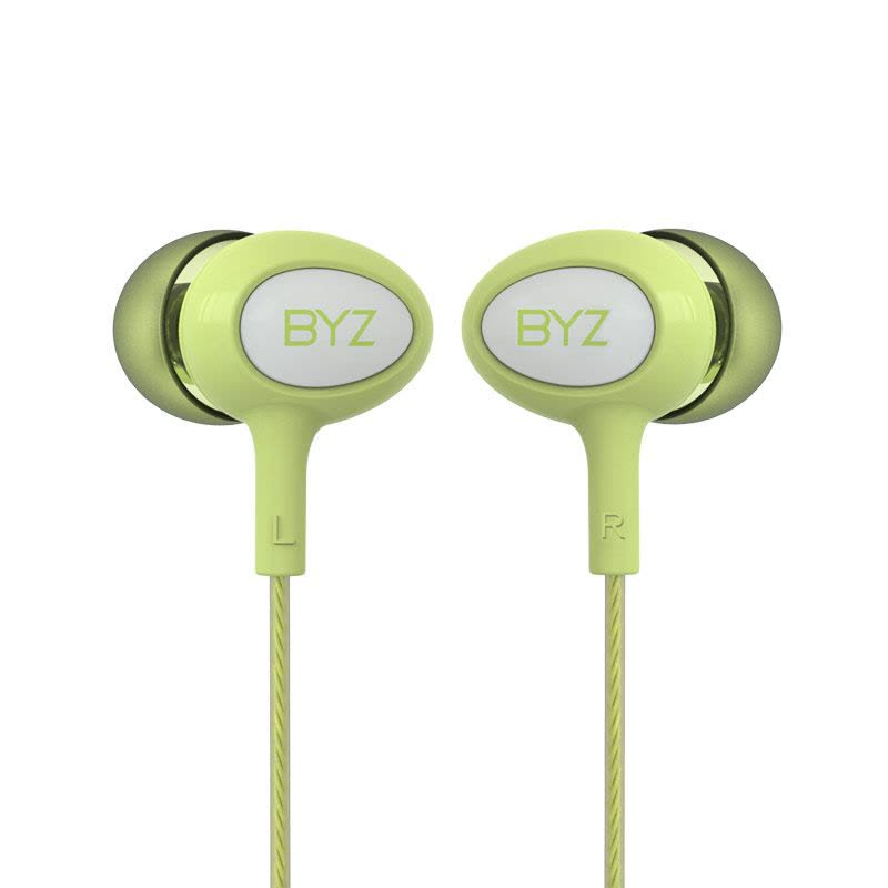 BYZ SE383重低音电脑苹果手机通用有线控入耳式运动耳塞式带麦耳机 绿色图片