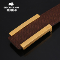 美洲野牛男士皮带真皮青年平滑扣腰带N70979