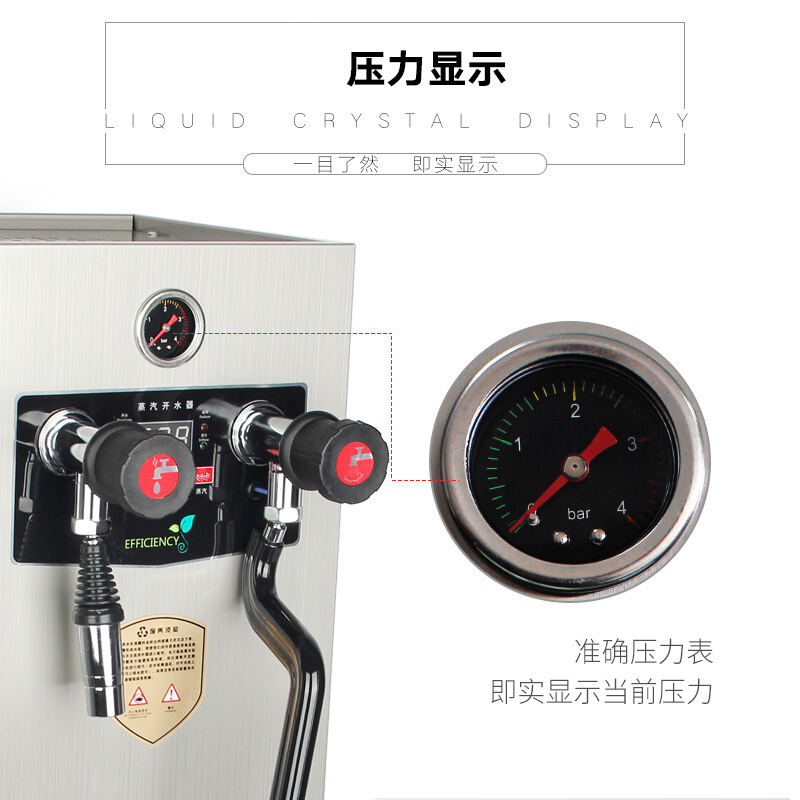 德玛仕(DEMASHI) 蒸汽奶泡机 奶茶店开水器 咖啡打奶泡器 萃茶机 SK-8B 无指纹不锈钢