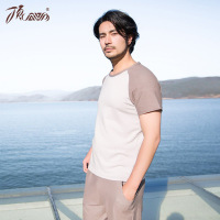 顶瓜瓜睡衣男夏春秋棉质短袖短裤男士拼色家居服套装宽松大码休闲