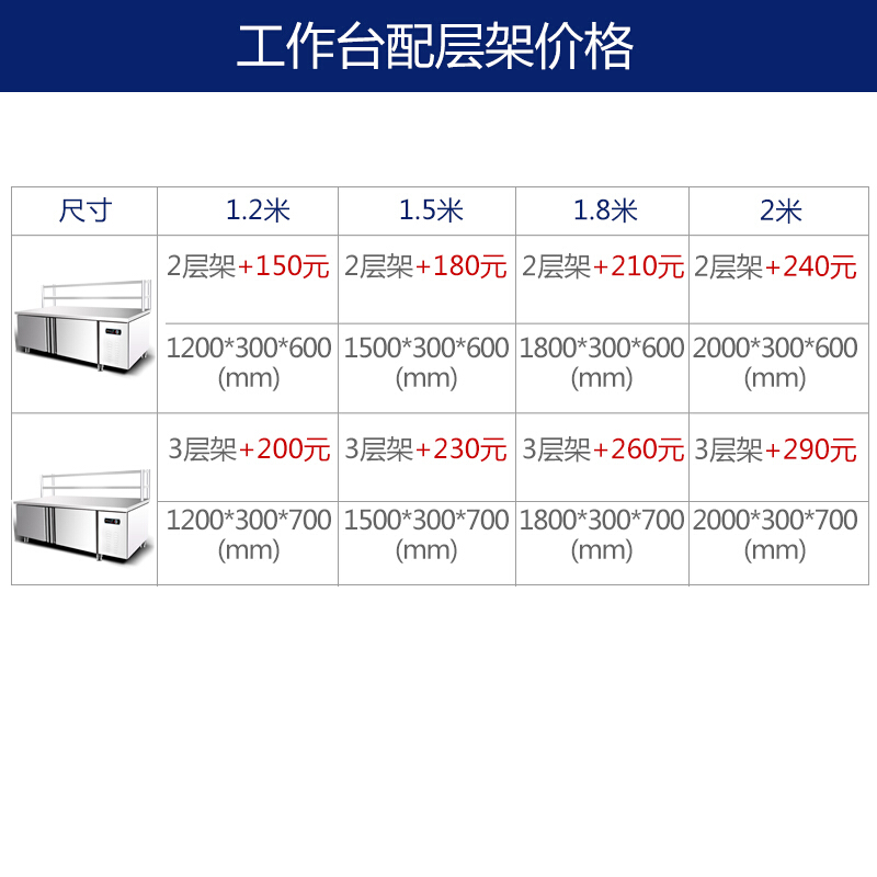 德玛仕(DEMASHI) 商用冷藏操作台 冷柜冷冻保鲜工作台 不锈钢冰箱冰柜 厨房奶茶店 1.2m*0.6m 冷藏 两层高清大图