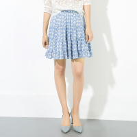 女款蓝色印花纯棉半身裙