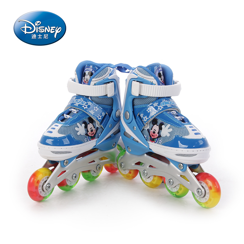 [苏宁自营]DISNEY/迪士尼八轮全闪溜冰鞋 儿童可调旱冰鞋豪华套装 买一送十三 鞋 头盔 护具 背包 路桩
