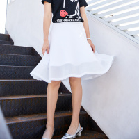 女款纯色网纱百搭半身裙