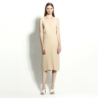  性感透视修身开叉长款桑蚕丝连衣裙