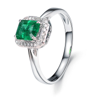 梦·梵雅50分哥伦比亚天然祖母绿配10分南非钻石 18K金豪华款戒指 女 带证书