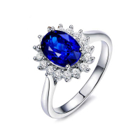梦·梵雅斯里兰卡皇家蓝1克拉蓝宝石戒指18K金镶钻戴妃款 配证书