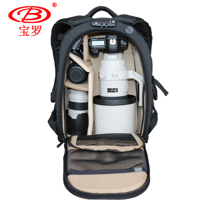 宝罗 (Paull)BL-50 数码相机包 单反相机包 双肩式 防盗密码锁大容量 大炮400mm BL-50红边