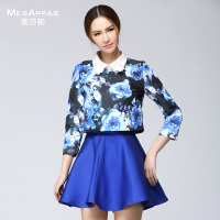 MesAppas美莎帕印花优雅气质七分袖套裙MA15CT011009