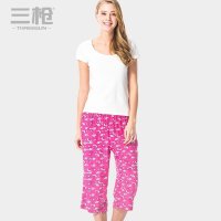 三枪家居服 春夏新品垂棉印花休闲中裤 女家居中裤 60644B0（2只装）