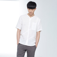 千兮时尚男装亚麻短袖衬衫