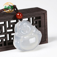 特惠 翡丽翠正品 白冰透天然白玉髓大肚佛挂件
