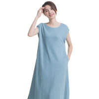 顶瓜瓜顶瓜瓜睡裙女夏 棉质圆领短袖印花可爱性感连衣裙家居服蓝色