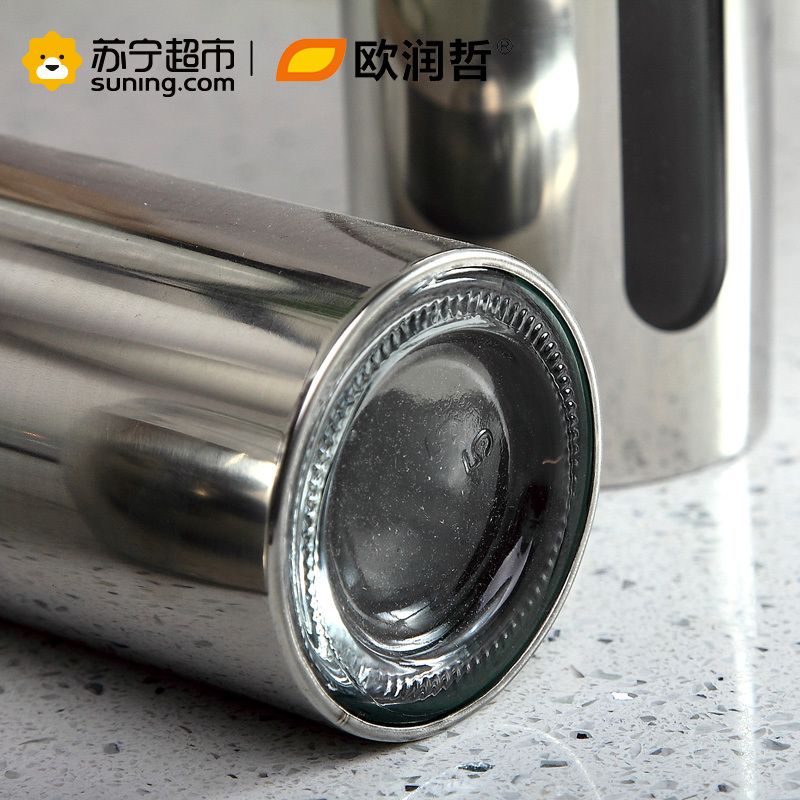 欧润哲 3件套玻璃圆孔油醋调味瓶厨房酱油香油分装瓶不锈钢106217