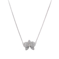 VIVA 比瓦 蝴蝶花 宋慧乔同款 镀金镶钻锁骨链项链银色FE1300932000